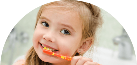 Little girl brushing her teeth