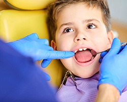 A little boy at the dentist