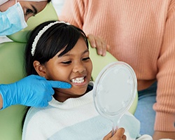A girl at a dental consultation